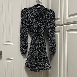 Black spotted Zara mini dress with beaded string belt